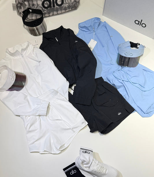 Cropped 1/4 Zip Pullover & High Waist Shorts Set