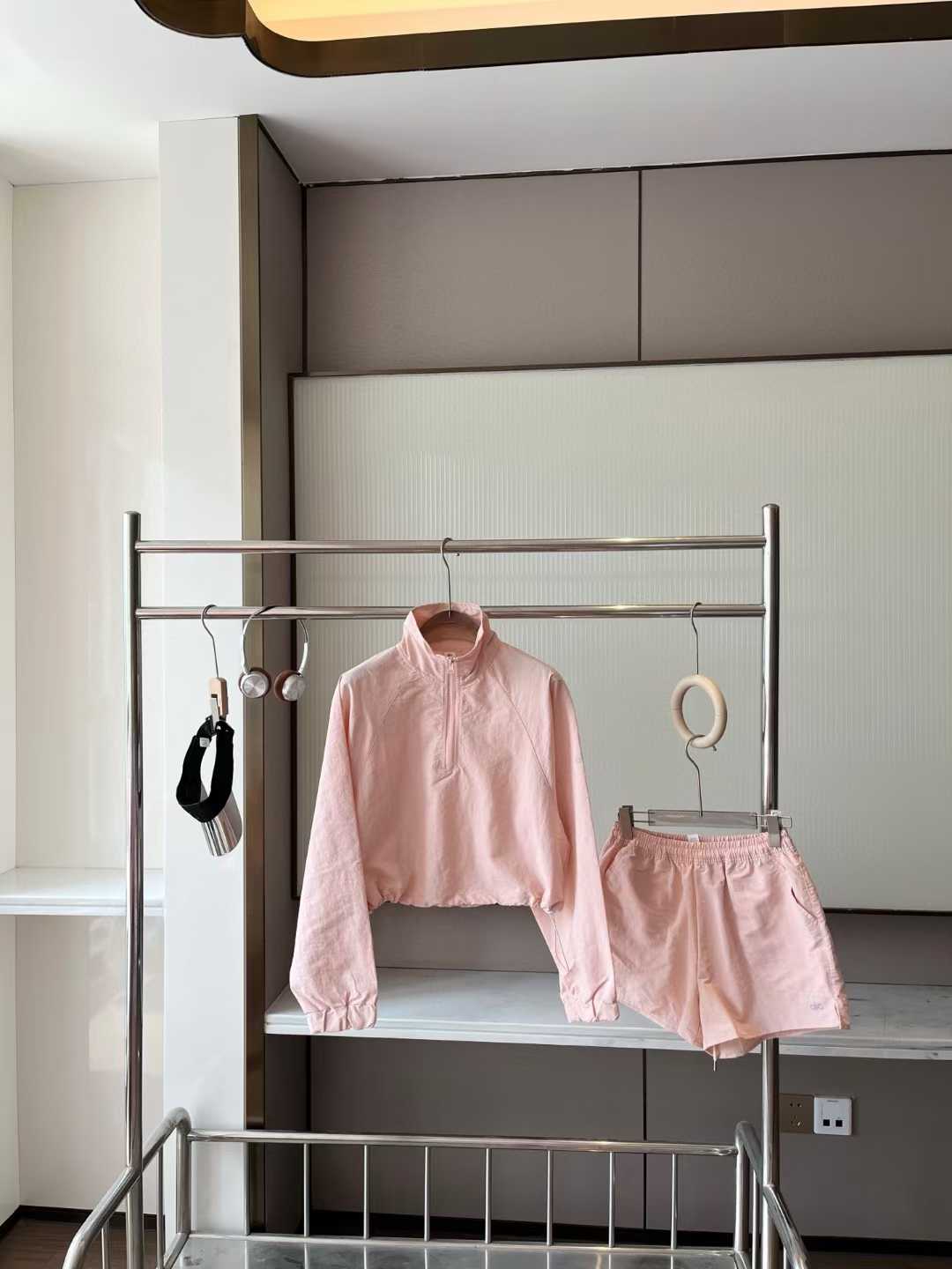 Cropped 1/4 Zip Pullover & High Waist Shorts Set