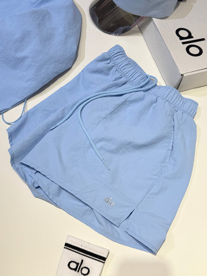 Cropped 1/4 Zip Pullover & High Waist Shorts Set