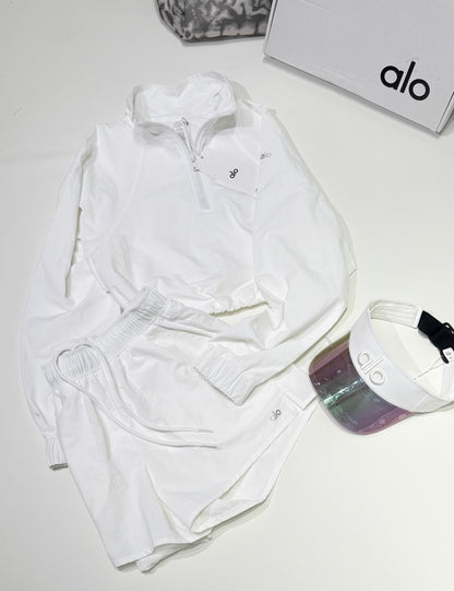 Cropped 1/4 Zip Pullover & High Waist Shorts Set