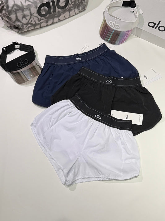 Match Point Contrast-Stitch High-Rise Athletic Shorts